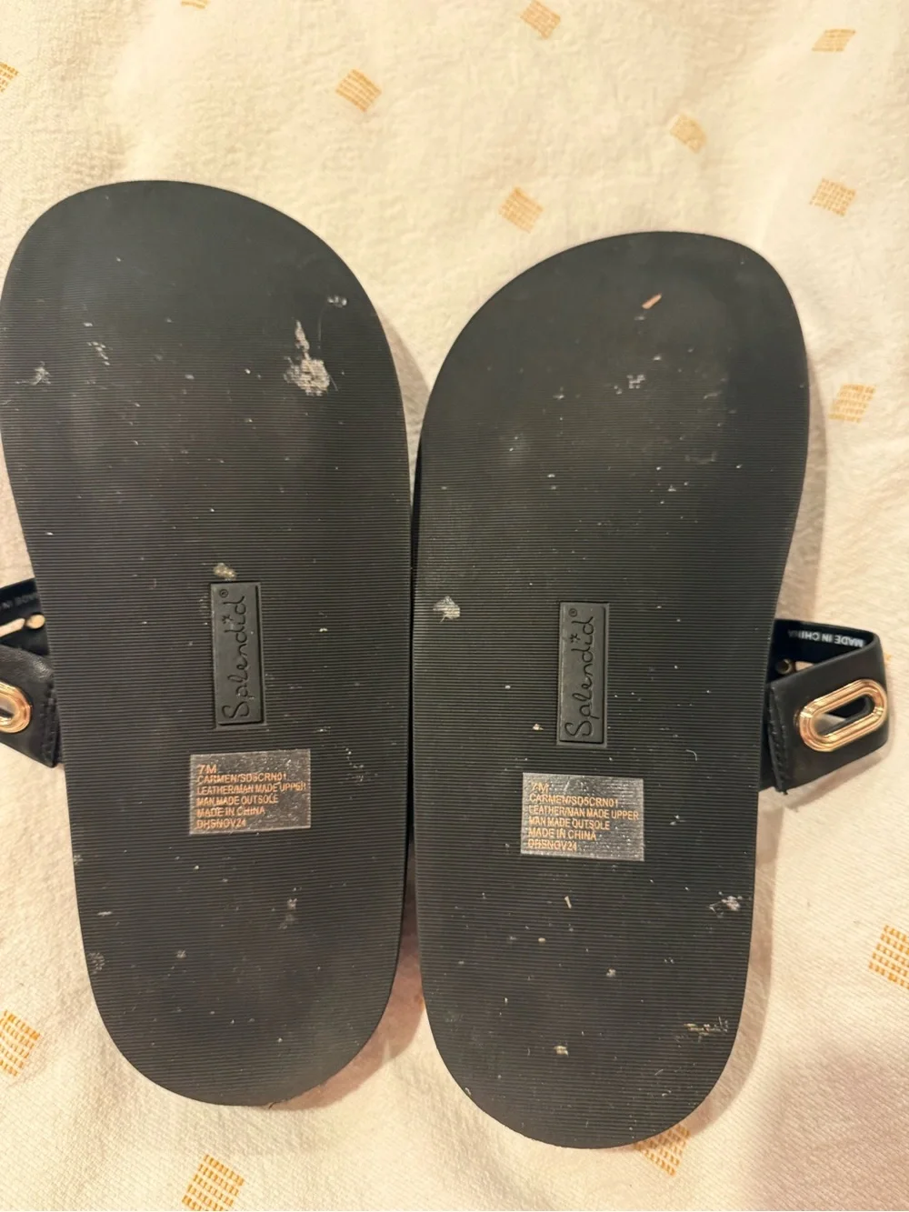 Splendid Black Slide Sandals with Gold Hardware,7 Anthropologie
